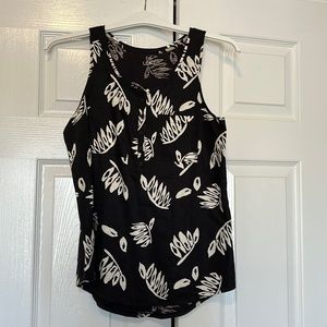 LOFT black and cream cotton top